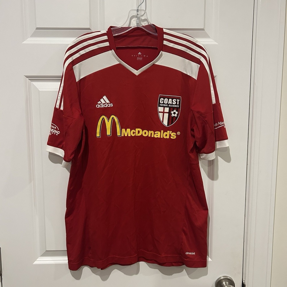Adidas Climacool Coast FA Soccer Jersey Adult Large Red McDonalds Sponsor #37